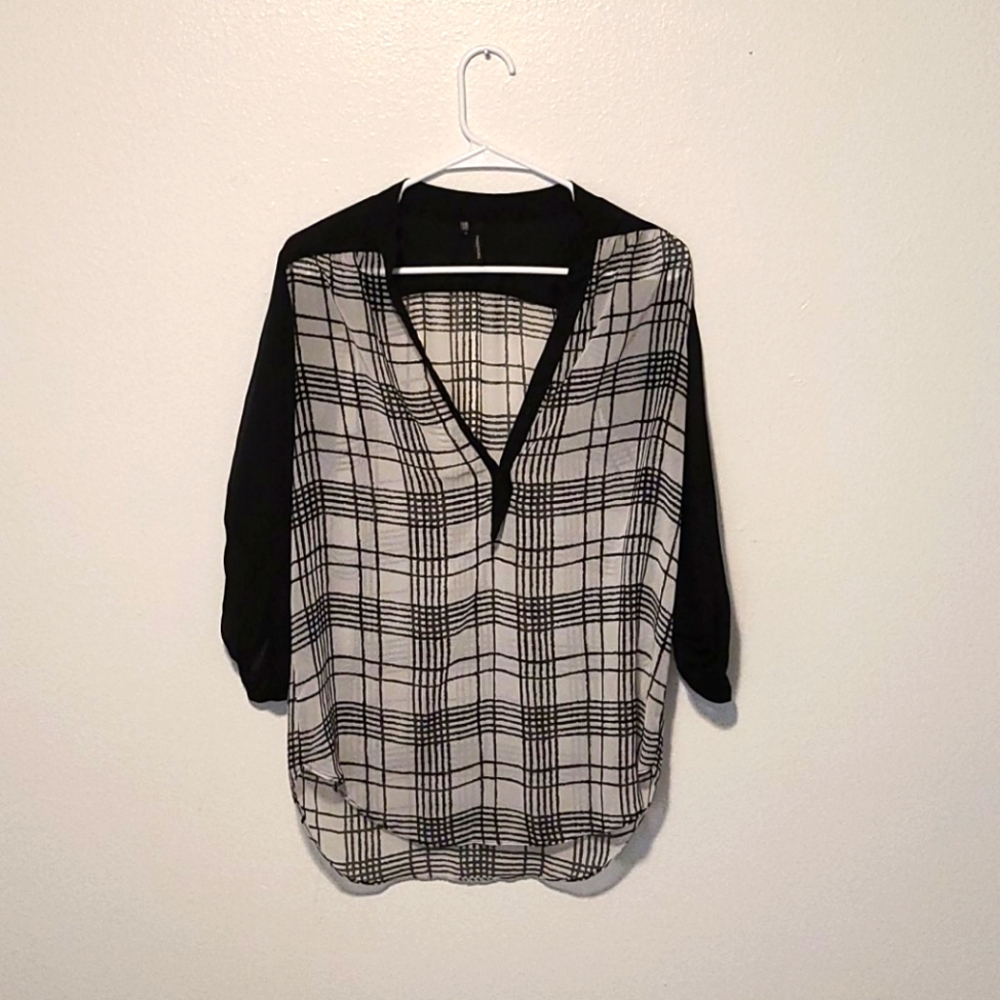 Black and white formal top